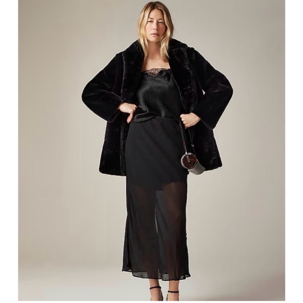 NWT J.Crew Black Sheer Maxi Skirt New Gwen Skirt size M